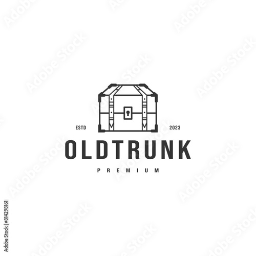 Vintage Trunk suitcase logo design for travel or holiday