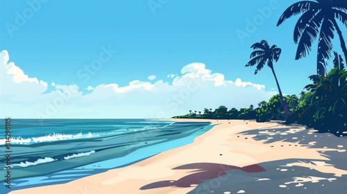 Illustration of a beach with sea background