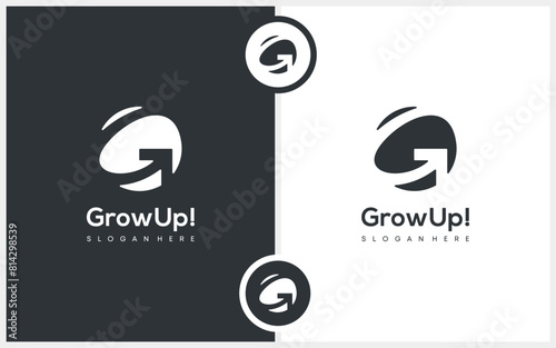 Abstract letter G with arrow logo vector. Monogram style design. Graphic arrow up. Simple creative icon style. Modern illustration template.