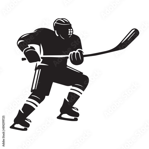 Hockey silhouette black vector flat illustration. photo