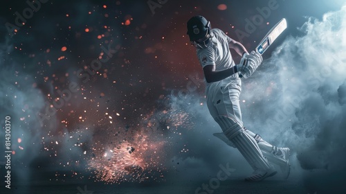Pitch to Performance: A Cricket Player's Dynamic Drive Captured in Dramatic Studio Lighting