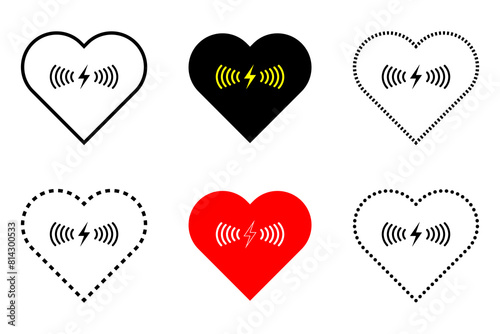 Aed sign with heart and electricity symbol.