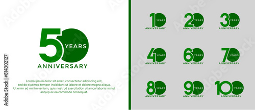 anniversary logo style set with green color can be use for celebration moment