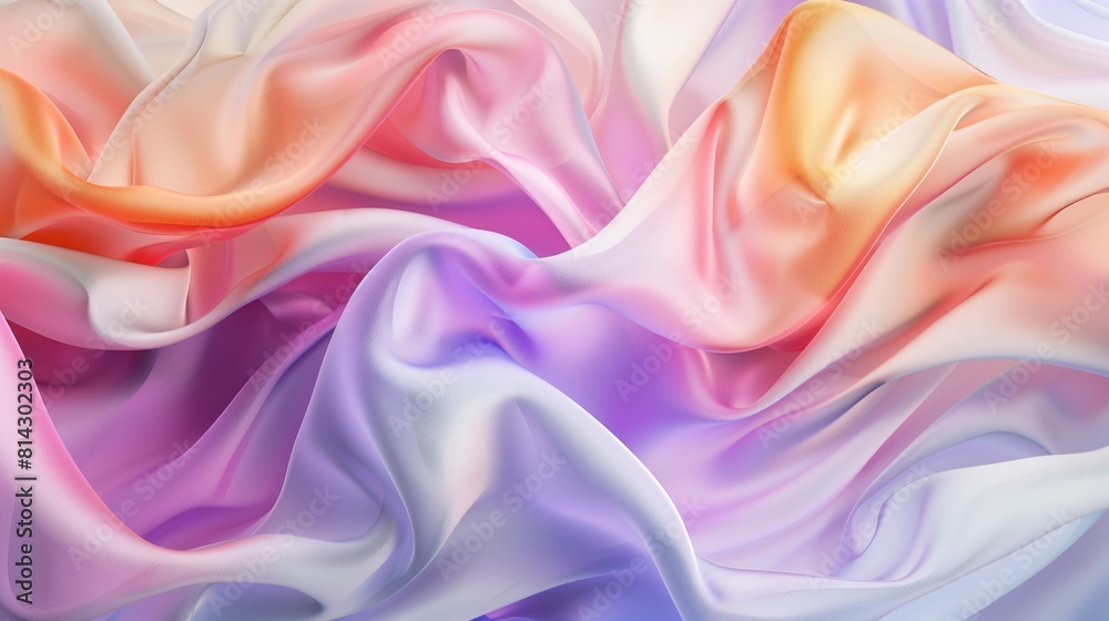 Obraz premium Abstract color fabric floats serenely in a sea of tranquility, forming a mesmerizing 3D render wallpaper that exudes peace and harmony. Immerse yourself in the calming beauty of this scene, background