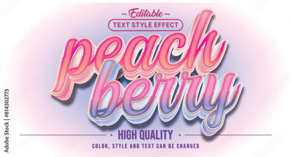 Naklejka premium Editable text style effect - Peach Berry text style theme.