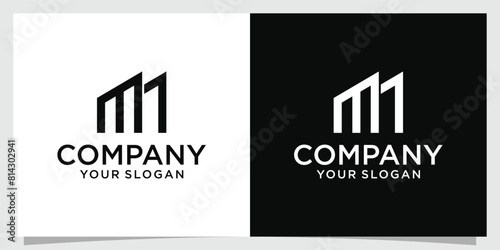 Letter MM Logo Monogram Double M Logo Monogram letter M with building