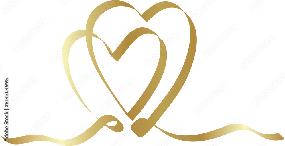 Gold heart ribbons, love, valentine, romantic Gold heart ribbons, love, valentine, romantic