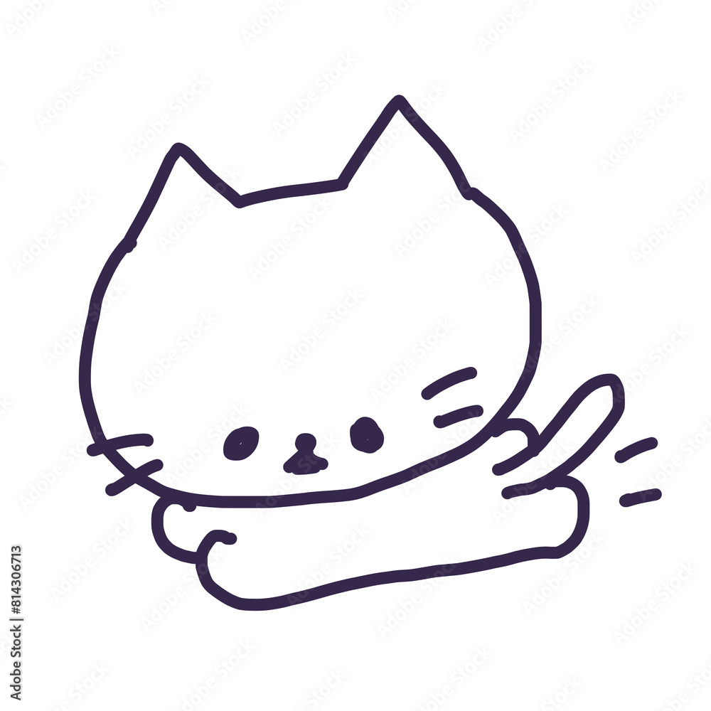 走るかわいい白い色の子猫のイラスト
