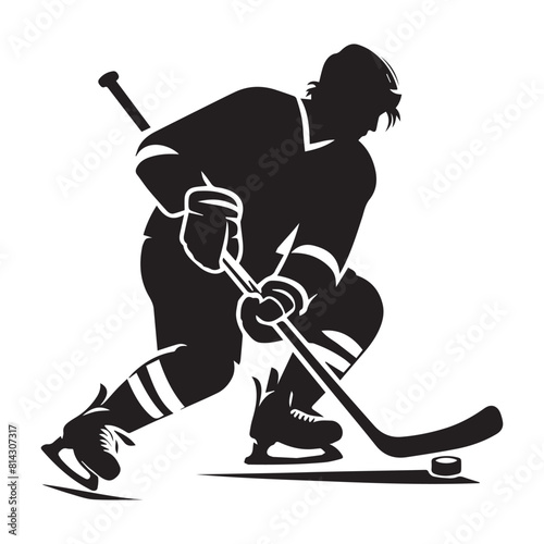 Hockey silhouette black vector flat illustration. photo