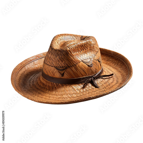 Cowboy hat.Zong Lu Xie Zhi Cheng De Qian Zong Se Xia Ji Zhe Yang Mao ,Mao Dai Wei Zong Se Pi Ge .  photo