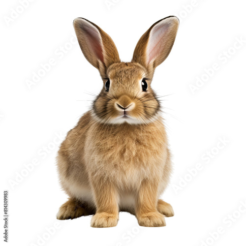 Cute brown bunny looking at the camera with a curious expression. photo
