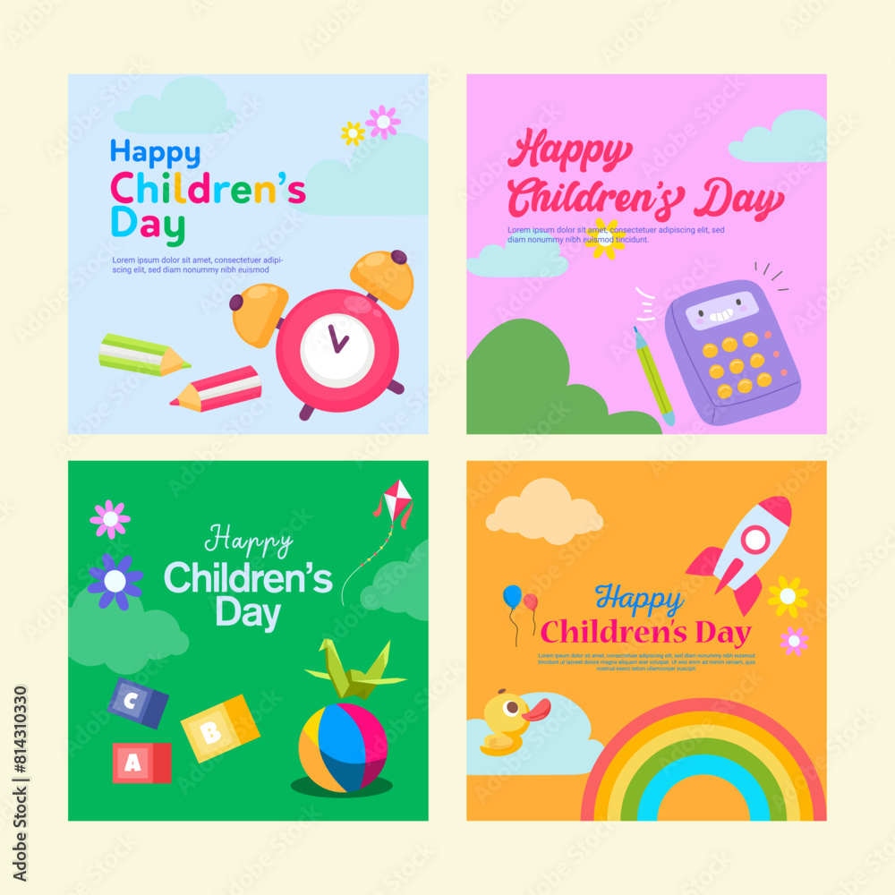 Fototapeta premium Happy Children's Day Social Media Post