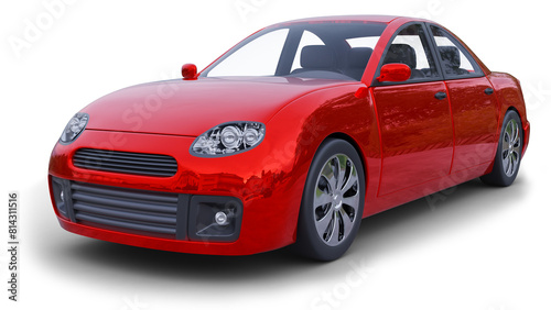 red car on transparent background and white background  3d illustration