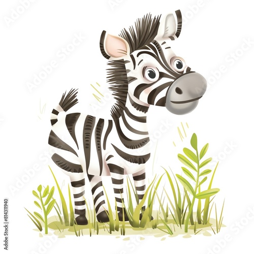 Create a cute cartoon zebra
