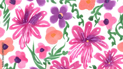 Watercolor Flowers Unique Patterns Background