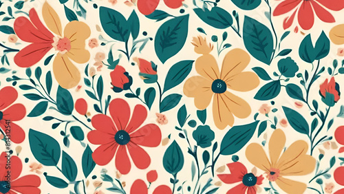Vintage Elegance: Intricate Floral Design on Teal Wallpaper