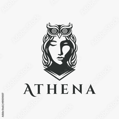 Head of Athena Goddess logo vector illustration on white background
