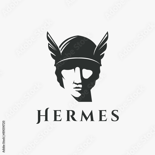 Head of God Hermes logo vector icon on white background