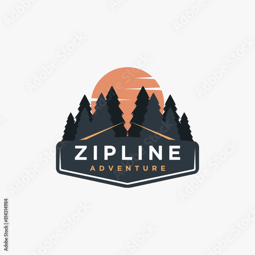 zipline adventure game logo icon vector template on white background