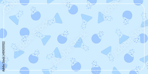 blue background seamless pattern with beaker icons. template design for banner, poster, brochure, social media.