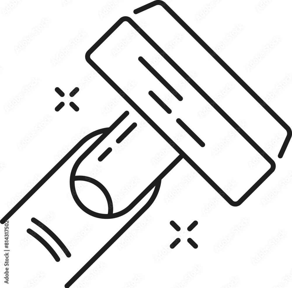 Nail manicure service icon with nail buffer. Isolated vector beauty care linear sign with female finger and sleek tool that smooths and shines nails to perfection, adding a glossy finish to fingertips Nail manicure service icon with nail buffer. Isolated vector beauty care linear sign with female finger and sleek tool that smooths and shines nails to perfection, adding a glossy finish to fingertips