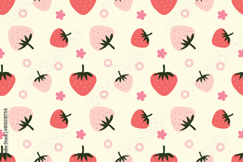 Strawberry pink cute illustration pattern background