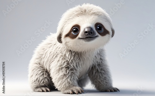 Curiously a cute sloth on white studio