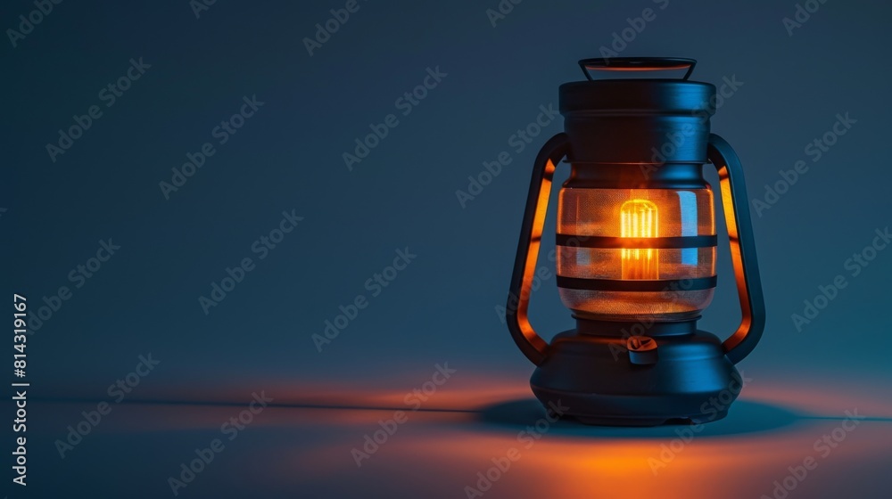 An image of a durable, waterproof camping lantern lit up, isolated on a pure white background. An image of a durable, waterproof camping lantern lit up, isolated on a pure white background.