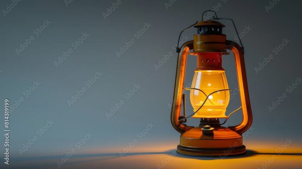 An image of a durable, waterproof camping lantern lit up, isolated on a pure white background. An image of a durable, waterproof camping lantern lit up, isolated on a pure white background.