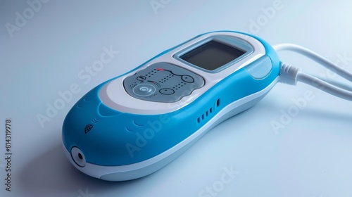 a pulse oximeter device used for measuring oxygen saturation, displayed isolated on white.