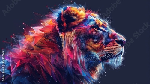 Majestic Lion in Vibrant Digital Art Style 