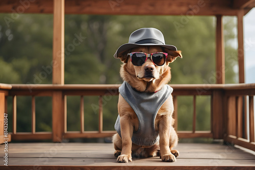 Wallpaper Mural dog wearing hat and glasses on the beach Torontodigital.ca