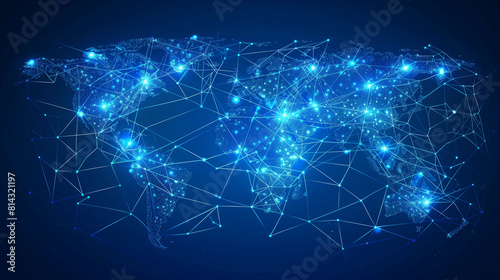 "Digital world map: Exploring global connections, data transfer, cyber tech, info sharing, and telecom"