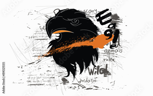 hand drawn eagle poster,  graffiti slogan print with neon spray, Urban typography street art graffiti slogan print with spray effect, art grunge graphic tee, t shirt graphics print for graphic T