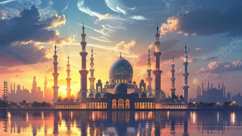 Vector Illustration of a Grand Mosque photo