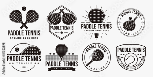 Set of Vintage Paddle Tennis logo icon vector on white background