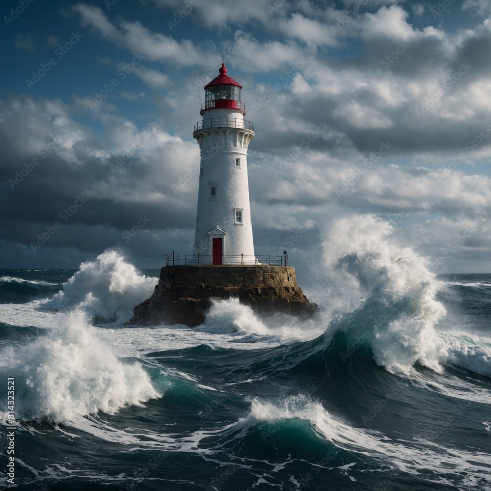 Honor National Camera Day with a majestic shot of a towering lighthouse overlooking the crashing waves of the ocean.

