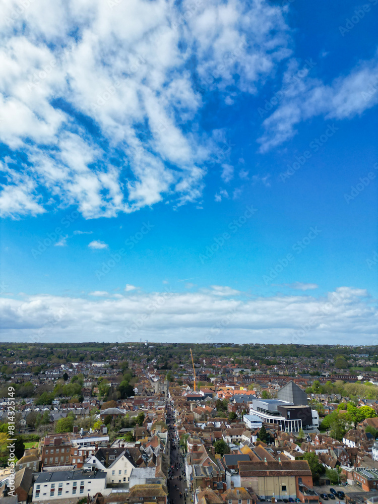 Aerial View of Historical Canterbury City Centre, Kent, England, Great Britain. April 20th, 2024 Aerial View of Historical Canterbury City Centre, Kent, England, Great Britain. April 20th, 2024