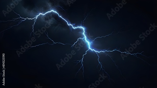 PNG blue lightning effect, transparent background Generative AI 