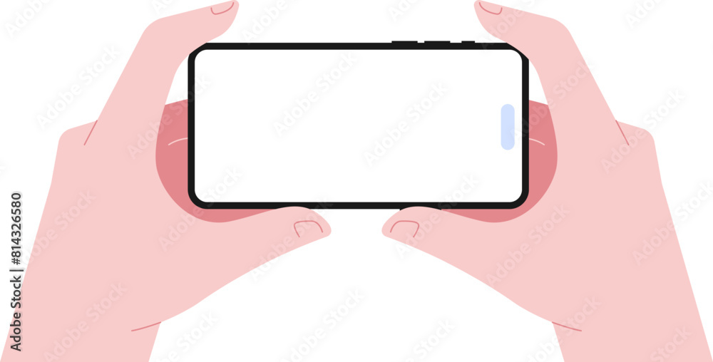 Simple flat Two Hands Holding Phone illustration Simple flat Two Hands Holding Phone illustration