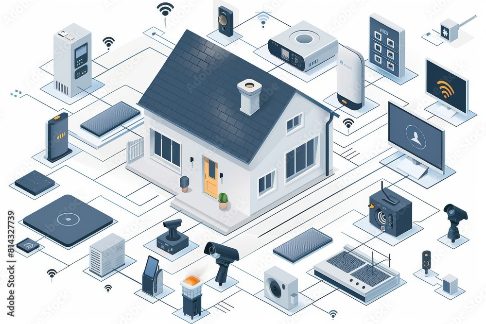 Protection codes in smart homes sync devices for safety, using alarms and surveillance sensors to manage intelligent switches and control systems.