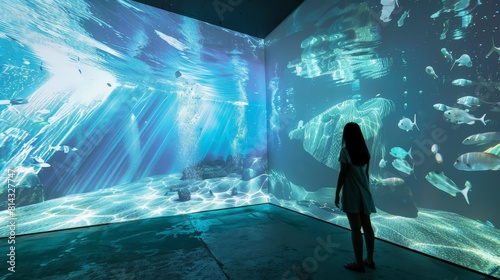 Person Experiencing Virtual Reality Art Installation photo