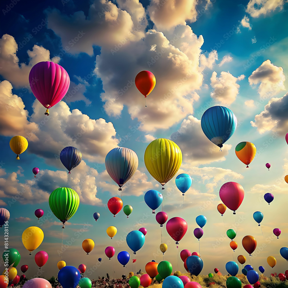 Obraz premium colorful balloons flying in sky