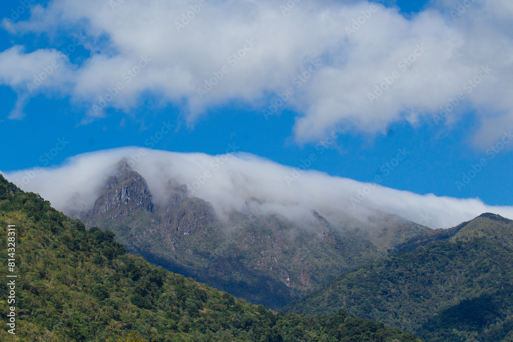 Chirripó Peak seen from afar, shrouded in clouds Chirripó Peak seen from afar, shrouded in clouds