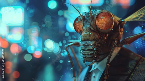 Futuristic charismatic cyber closeup of a burrowing insect