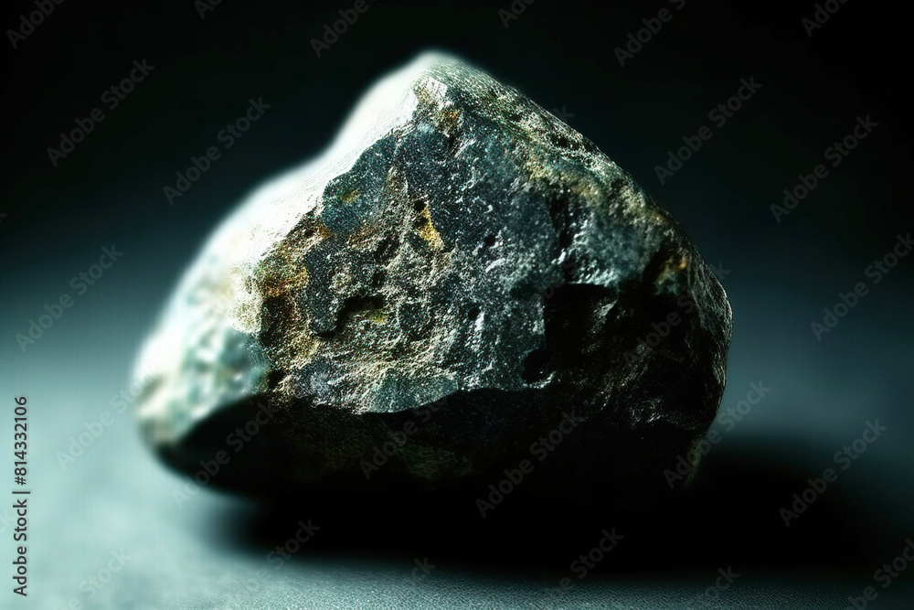 Kobellite is a rare precious natural stone on a black background. AI generated. Header banner mockup with space. Kobellite is a rare precious natural stone on a black background. AI generated. Header banner mockup with space.