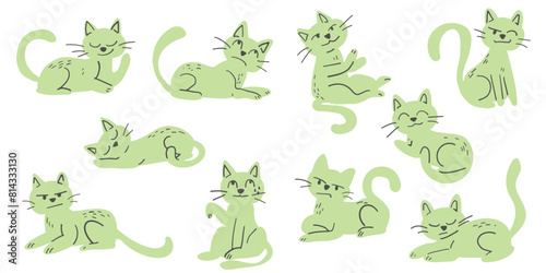 Cartoon cute cat pet cute hand drawn simple lines