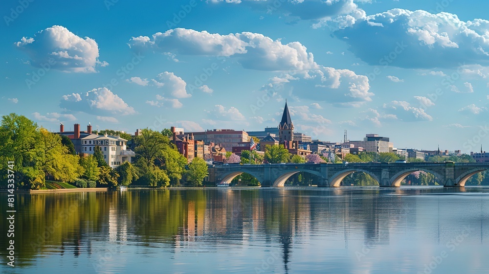 Fototapeta premium Spectacul Boston skyline over river