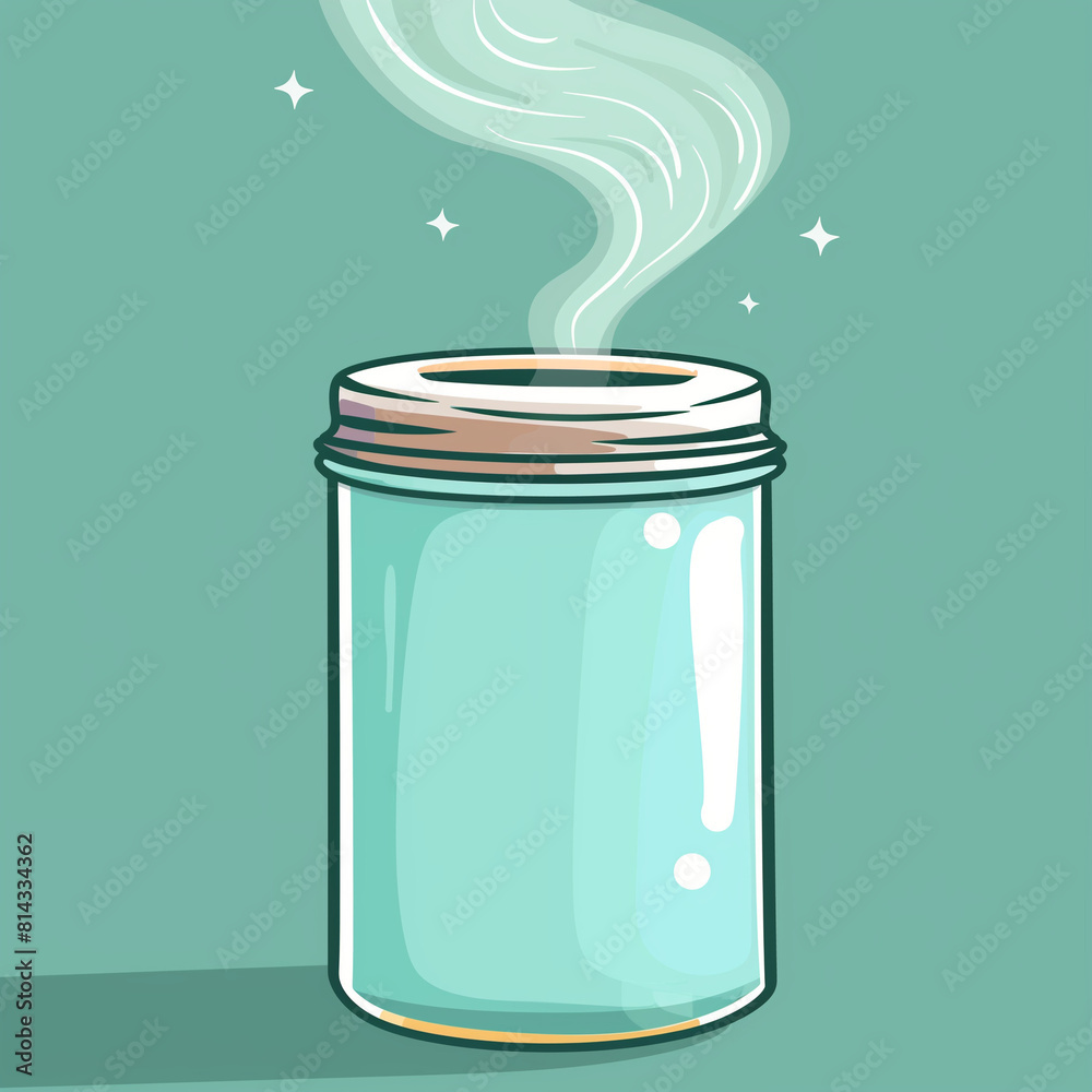 Electric Turquoise Jar with Steam Jetting Gently: A Bright and Calming Image Electric Turquoise Jar with Steam Jetting Gently: A Bright and Calming Image