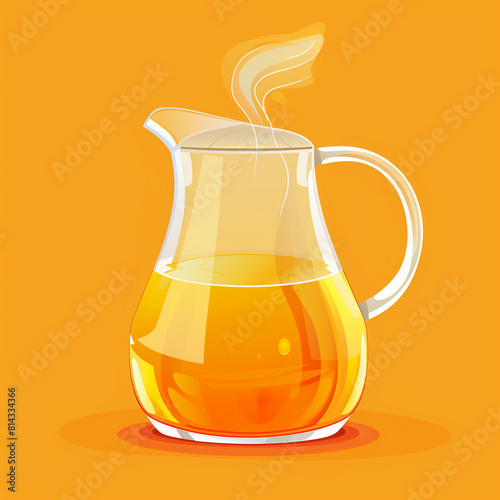 Bright Amber Jug with Steam Rising Briskly: A Simple and Warm Illustration